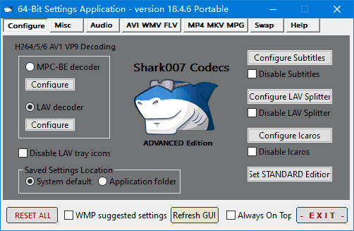 Shark007 Codecs(多媒体编解码器套件) v20.1.5 便携版-酷软