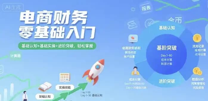 电商财务零基础入门教程，认知+实操+进阶全覆盖-酷软