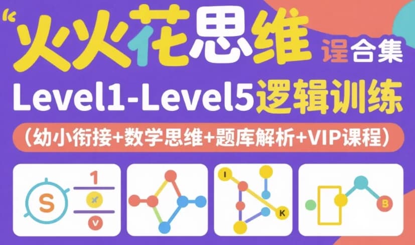 火花思维课程合集｜Level1-Level5逻辑训练（幼小衔接+数学思维+题库解析+VIP课程）-酷软