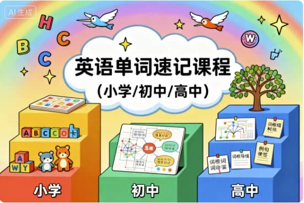 英语单词速记课程（小学/初中/高中）-酷软