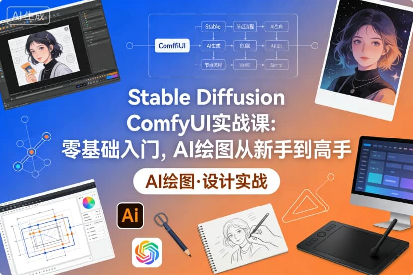 Stable Diffusion ComfyUI实战课 零基础入门,AI绘图从新手到高手-酷软