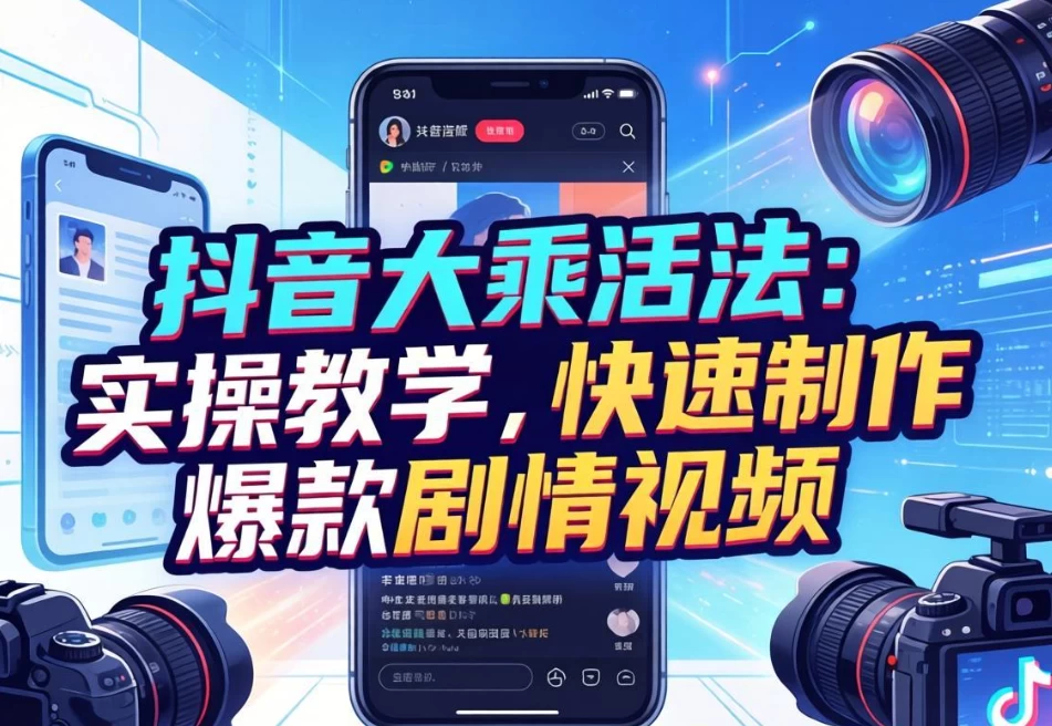 抖音大乘活法 实操教学，快速制作爆款剧情视频-酷软