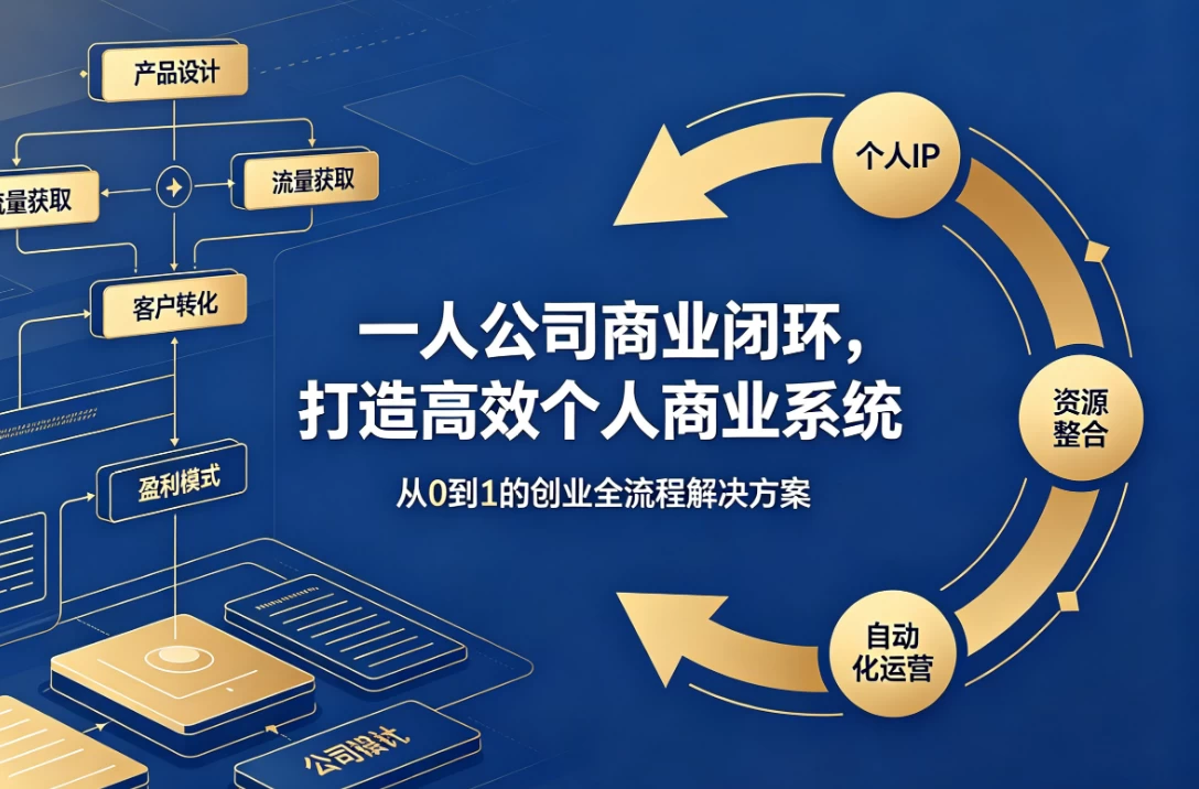 一人公司商业闭环，打造高效个人商业系统-酷软