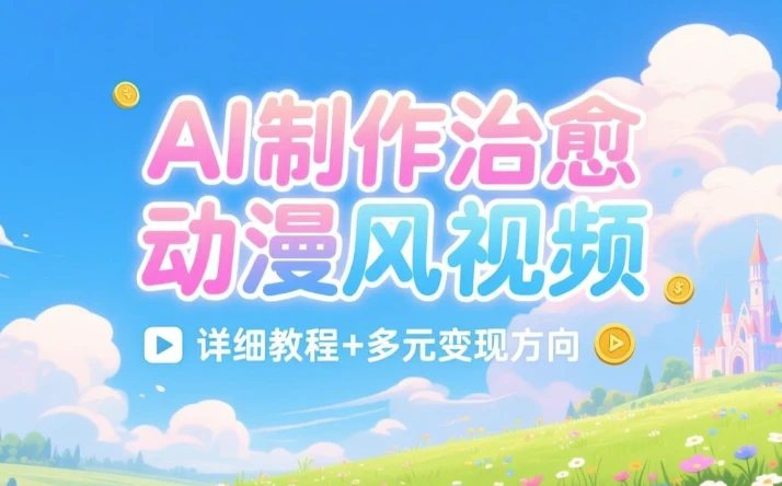 AI制作治愈动漫风视频,详细教程+多元变现方向-酷软