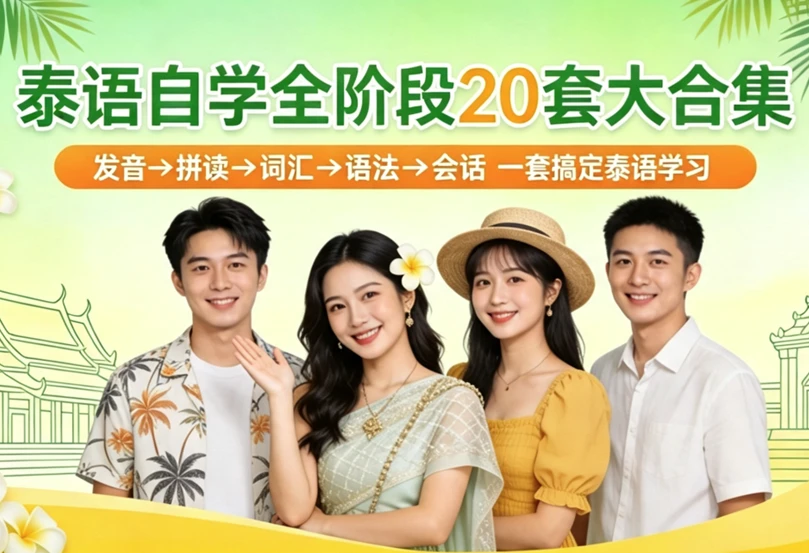泰语自学全阶段20套大合集，发音→拼读→语法→会话全覆盖，自学党全阶段泰语学习必备-酷软