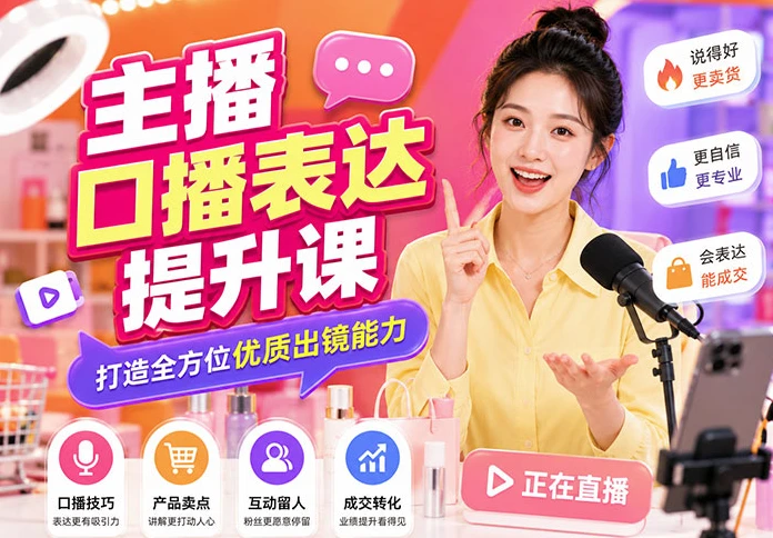 主播口播表达提升课 打造全方位优质出镜能力-酷软