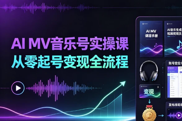 AI MV音乐号实操课,从零起号变现全流程-酷软