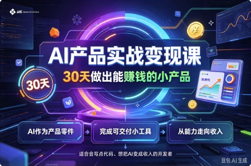AI产品实战变现课,30天做出能赚钱的小产品-酷软