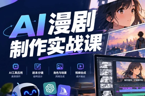 AI漫剧制作实战课，新手也能做出爆款AI漫剧-酷软