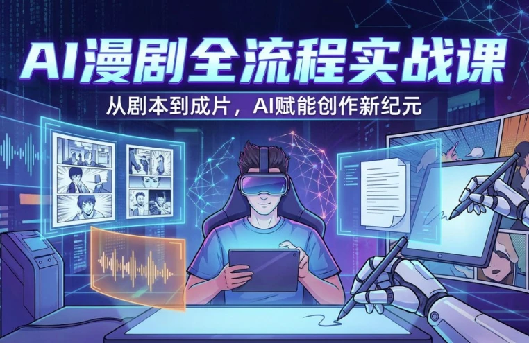 AI漫剧全流程实战课,剧本改编+素材制作+AI生成视频-酷软